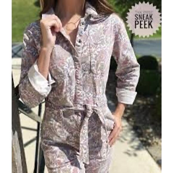 Anthropologie Paisley denim utility jumpsuit size small - Picture 2 of 8